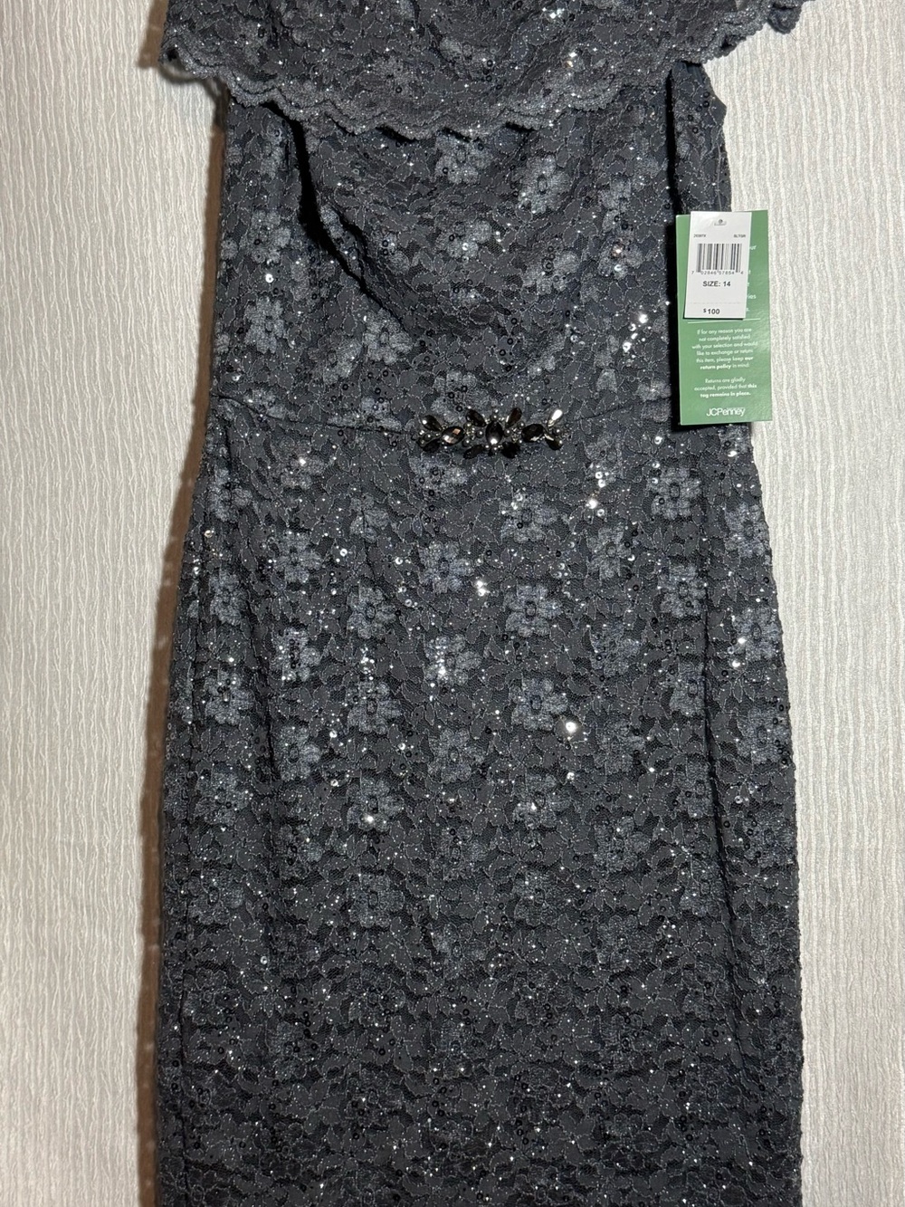 jcpenney Gray Sequin Lace Midi Dress